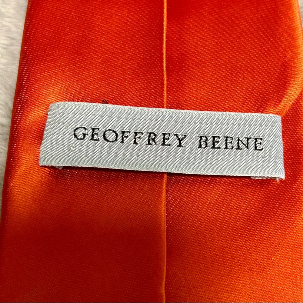 Geoffrey Beene Elegant Orange Silk Tie 3.25” Wide 58” Long Satin NWOT - Picture 5 of 5